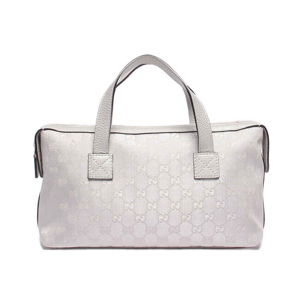Gucci GG Canvas Leather Bowling Bag silver